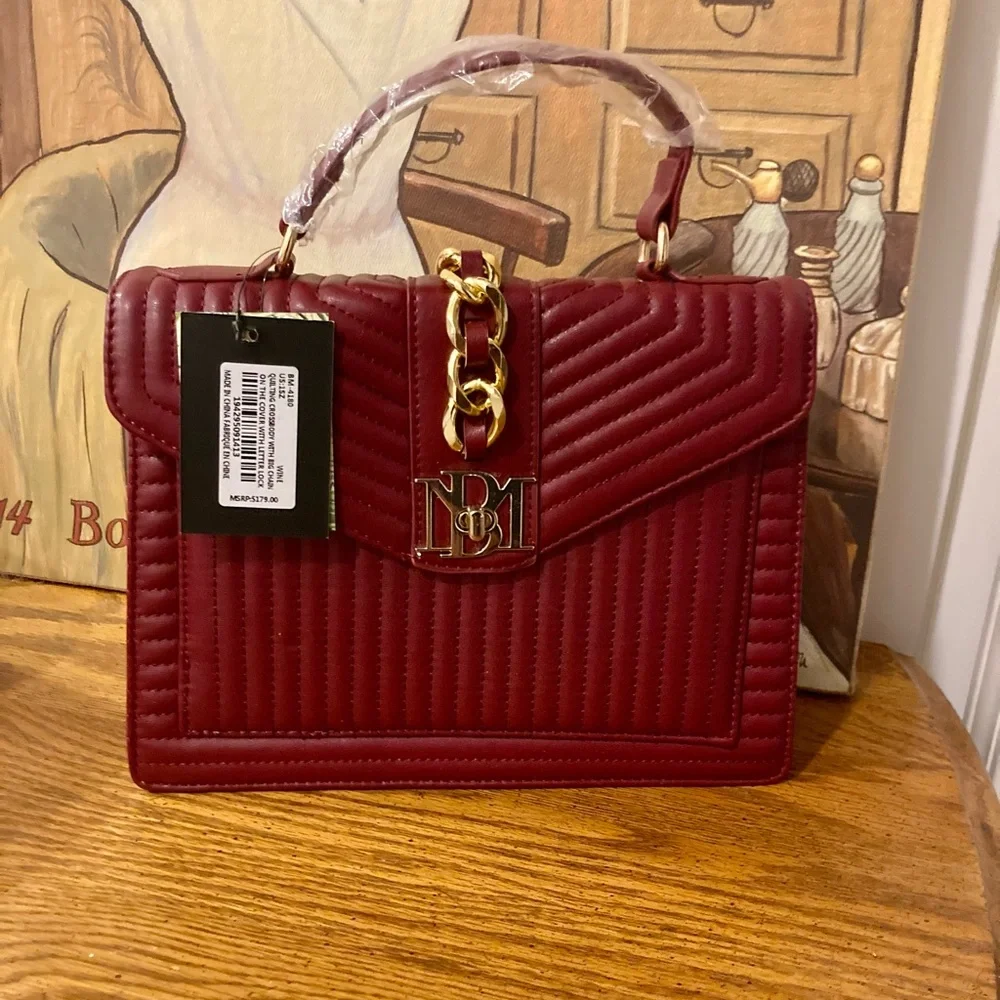 BADGLEY MISCHKA Kelly Quilted Crossbody Bag MSRP $179- Wine- Burgundy- NWT